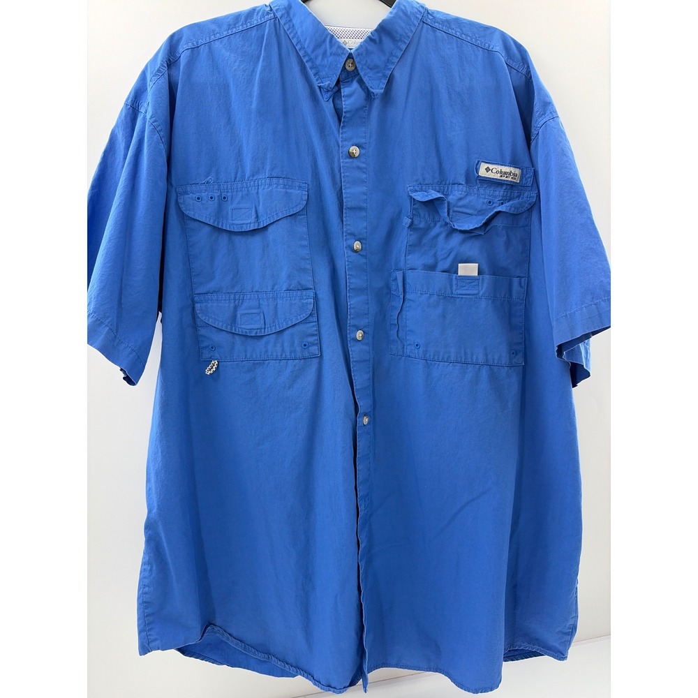 Columbia PFG Bahama II Fishing Shirt Mens XXL Blue Short Sleeve Button Up 2025